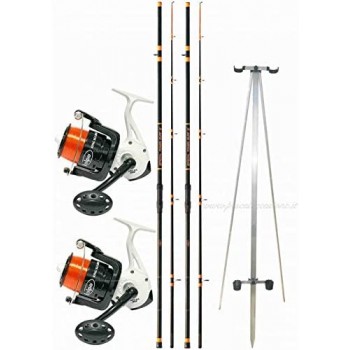 agc Kit Pesca Surf Special One 2 Canne + 2 Mulinelli + 1 tripode