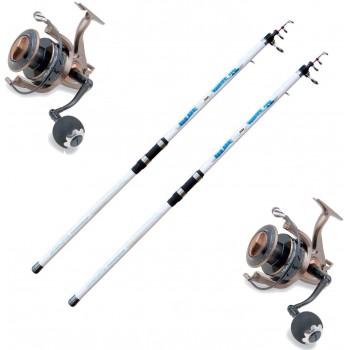 Kit Surfcasting 2 Canne Lineaeffe Blue Wave WTG 4.20mt. 220g.+ 2 Mulinelli Team Specialist TS Heavy Specimen 8000